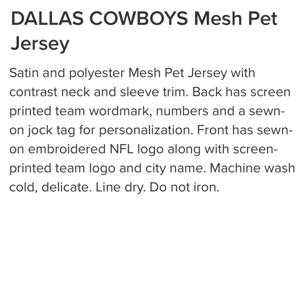 Dallas Cowboys Mesh Pet Jersey